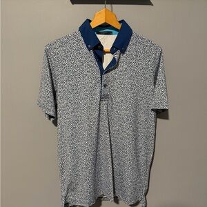 Men's Greyson golf Blue Patterned Short Sleeve Shirt